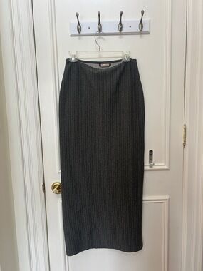Vintage Garage Charcoal Pinstripe Maxi Skirt